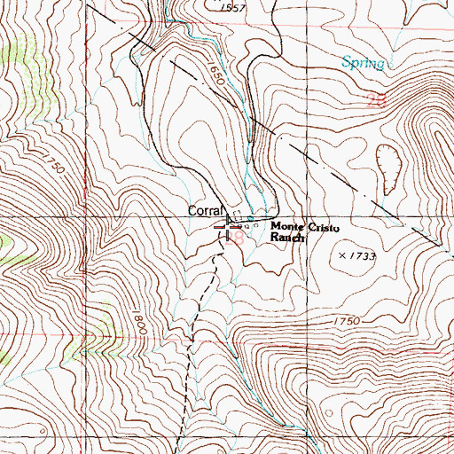 Topographic Map of Monte Cristo Ranch, NV