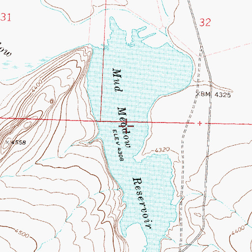 Topographic Map of Mud Meadow Reservoir, NV