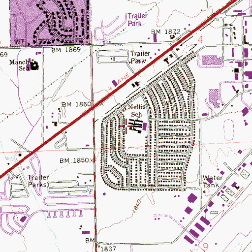 Topographic Map of Lomie G Heard Elementary School, NV