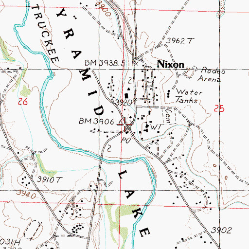 Topographic Map of Nixon, NV