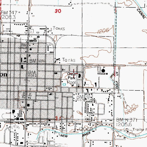 Topographic Map of Oats Park School (historical), NV