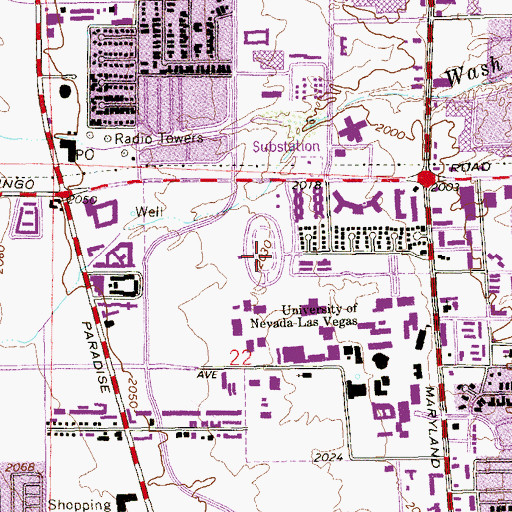 Topographic Map of Paradise Professional Development Elementary School, NV