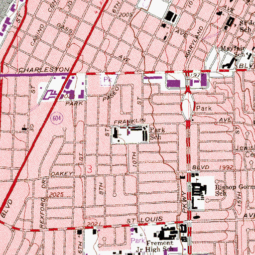 Topographic Map of John S Park Elementary School, NV