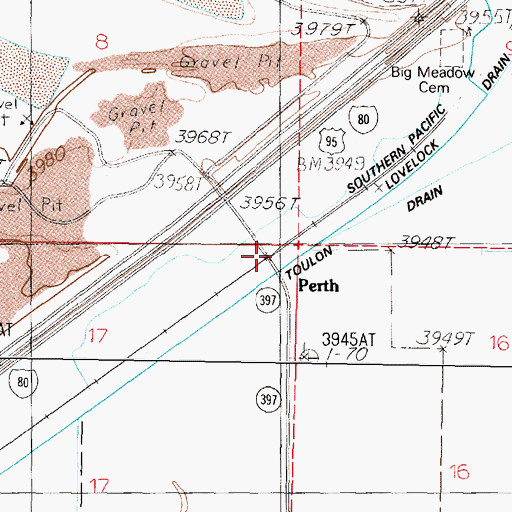 Topographic Map of Perth, NV