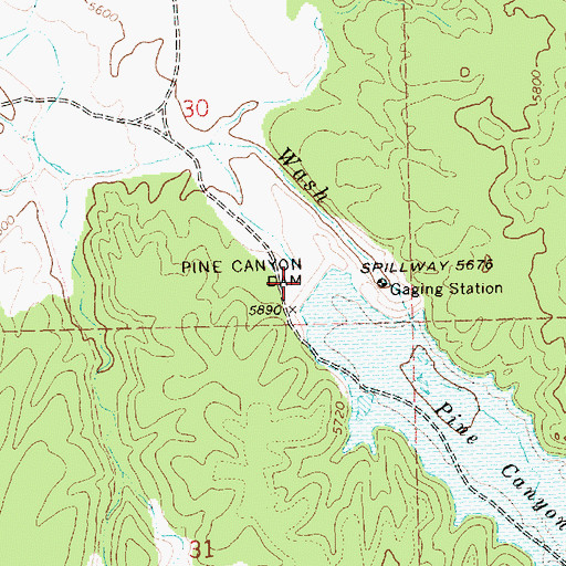 Topographic Map of Pine Canyon Reservoir, NV