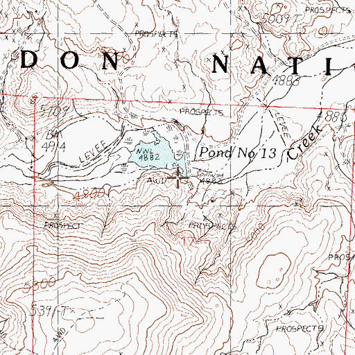 Topographic Map of Pond Number Thirteen, NV