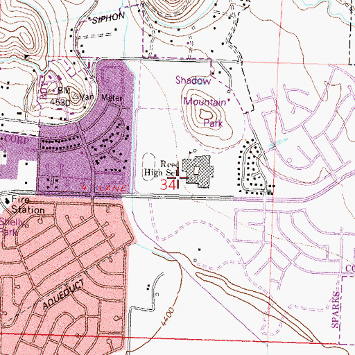 Topographic Map of Edward C Reed High School, NV