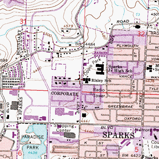 Topographic Map of Agnes Risley Elementary School, NV