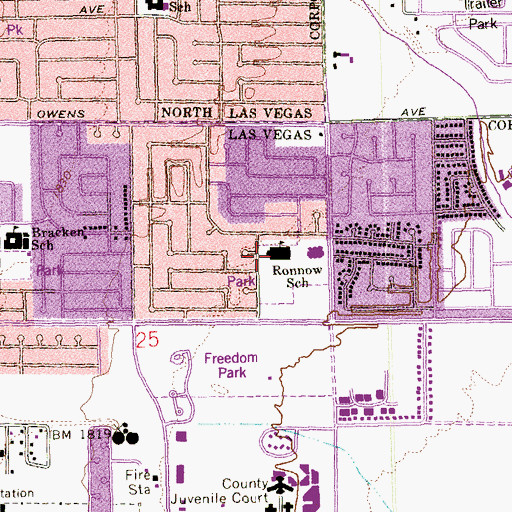 Topographic Map of C C Ronnow Elementary School, NV