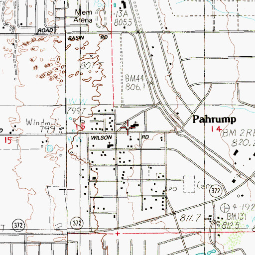 Topographic Map of Pahrump Primary School, NV