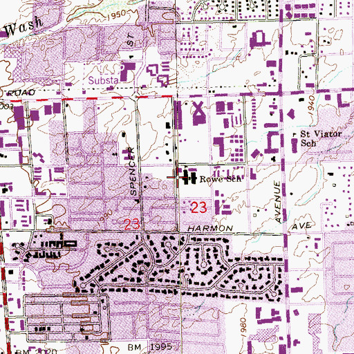 Topographic Map of Lewis E Rowe Elementary School, NV