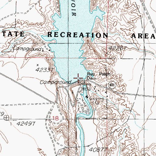 Topographic Map of Rye Patch Dam, NV