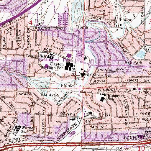 Topographic Map of Saint Albert the Great School, NV