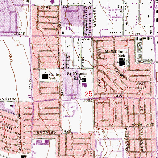 Topographic Map of Saint Francis de Sales School, NV