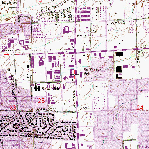 Topographic Map of Saint Viator Catholic School, NV