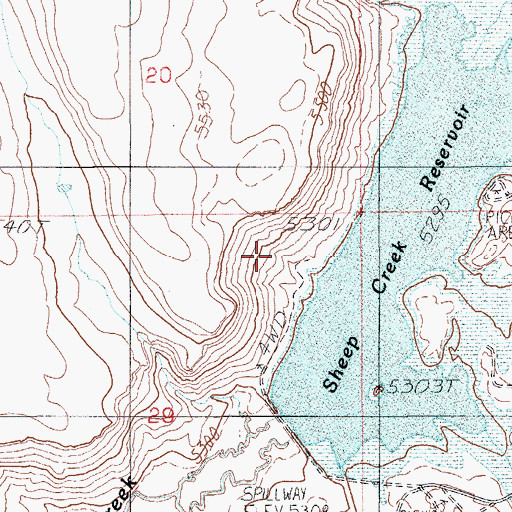 Topographic Map of Sheep Creek Reservoir, NV
