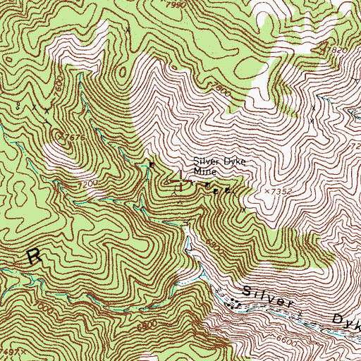 Topographic Map of Silver Dyke Mine, NV