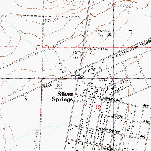 Topographic Map of Silver Springs, NV
