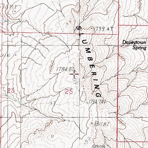 Topographic Map of Slumbering Hills, NV