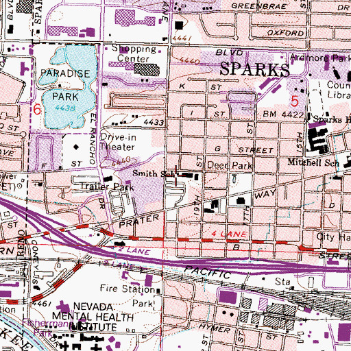 Topographic Map of Kate M Smith Elementary School, NV