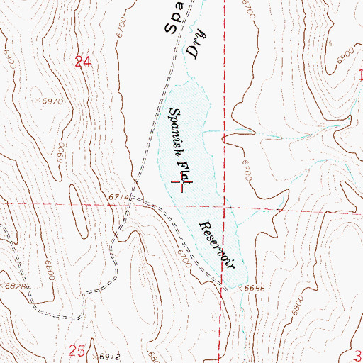 Topographic Map of Spanish Flat Reservoir, NV