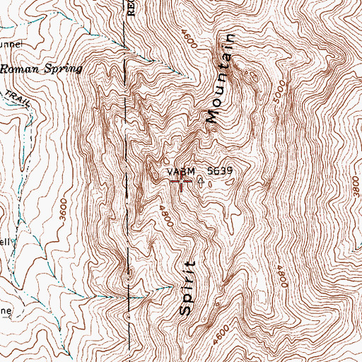 Topographic Map of Spirit Mountain, NV