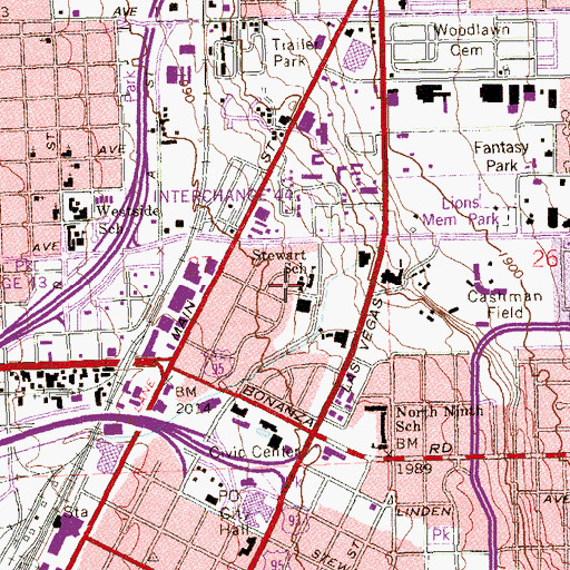 Topographic Map of Stewart School (historical), NV