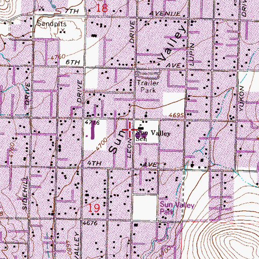 Topographic Map of Sun Valley Elementary School, NV