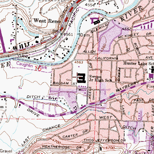 Topographic Map of Darrell C Swope Middle School, NV