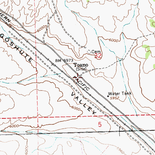 Topographic Map of Toano (historical), NV