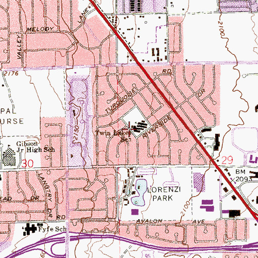 Topographic Map of Twin Lakes Elementary School, NV