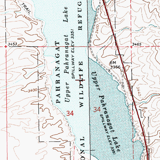 Topographic Map of Upper Pahranagat Lake, NV
