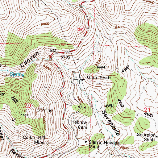 Topographic Map of Utah Shaft, NV
