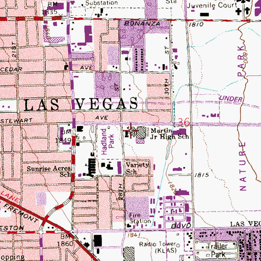 Topographic Map of Variety School - Elementary, NV