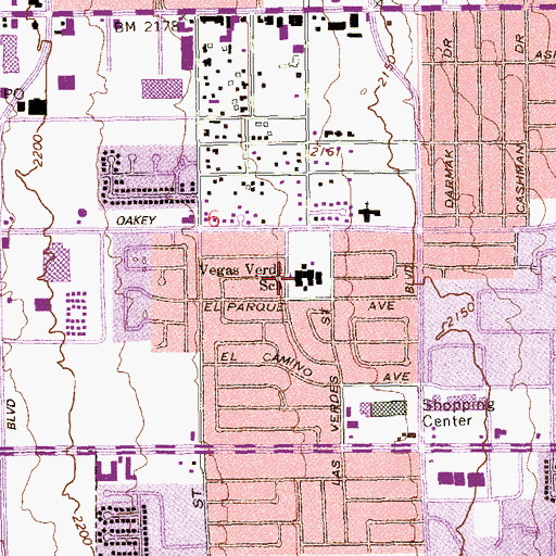 Topographic Map of Vegas Verdes Elementary School, NV