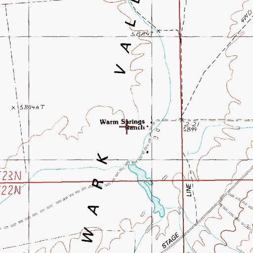 Topographic Map of Warm Springs Ranch, NV