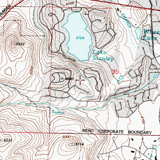 Topographic Map of Wheeler Reservoir, NV