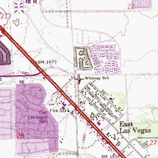Topographic Map of Whitney Elementary School, NV
