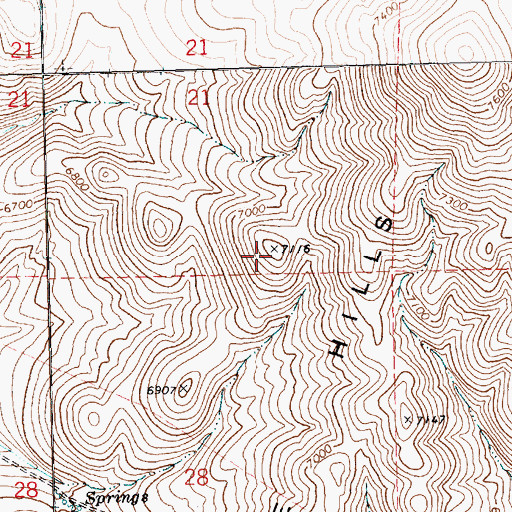 Topographic Map of Windermere Hills, NV