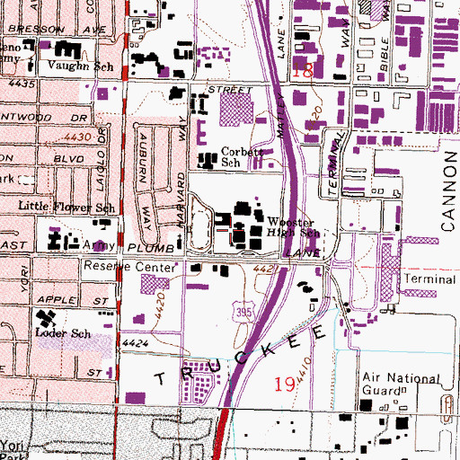 Topographic Map of Earl Wooster High School, NV