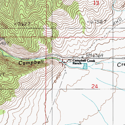 Topographic Map of Campbell Creek Ranch, NV