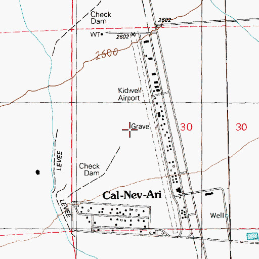 Topographic Map of Cal-Nev-Ari, NV