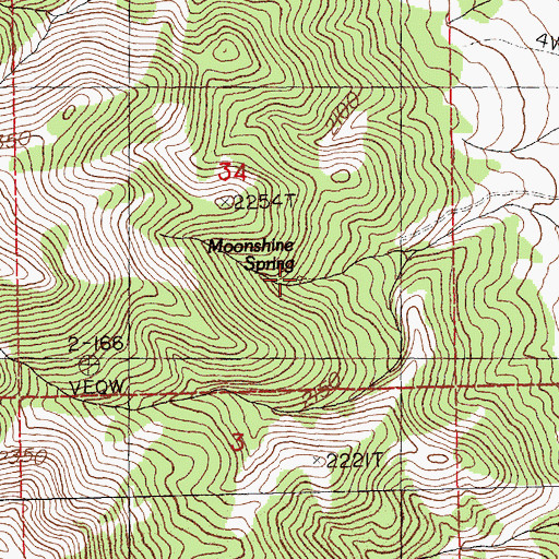 Topographic Map of Moonshine Spring, NV