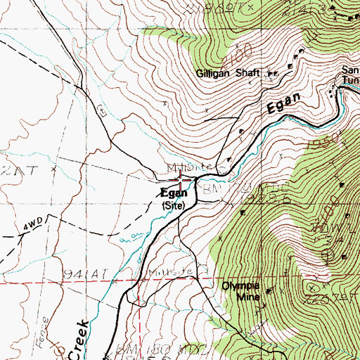 Topographic Map of Egan (historical), NV