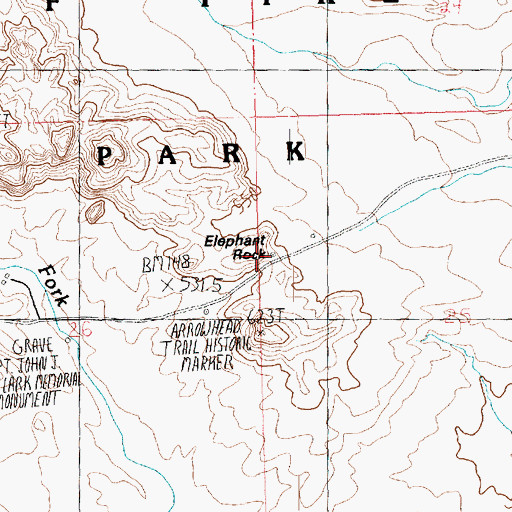 Topographic Map of Elephant Rock, NV