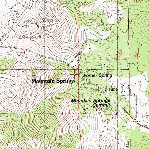 Topographic Map of Warner Spring, NV