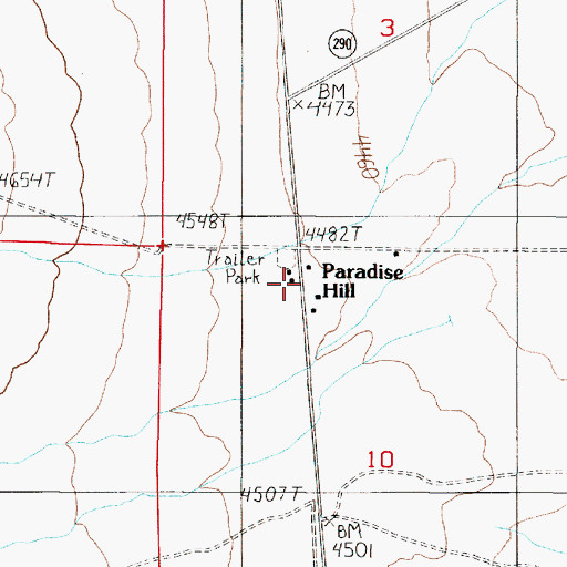Topographic Map of Paradise Hill, NV