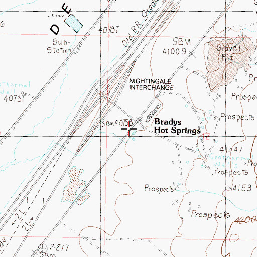 Topographic Map of Bradys Hot Springs, NV