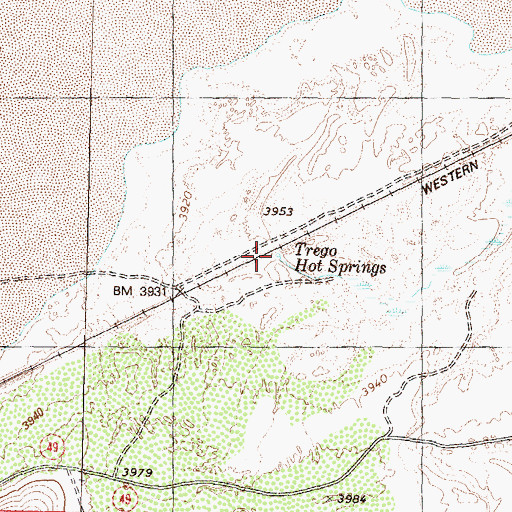 Topographic Map of Trego Hot Springs, NV