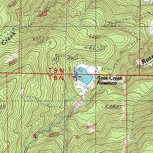 Topographic Map of Rose Creek Reservoir, NV